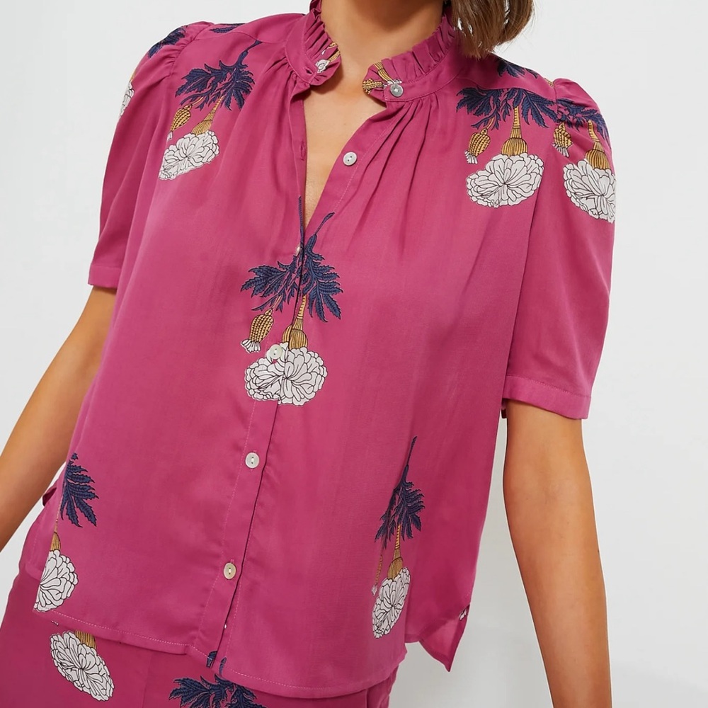 ALIX OF BOHEMIA Orange Hibiscus Rose Winn Shirt
Small